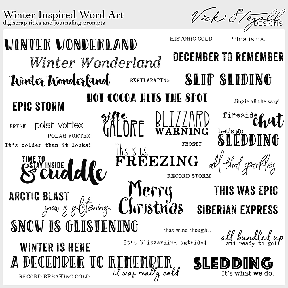 52 Inspirations 2022 No 52 Winter Scrapbook WordArt by Vicki Stegall