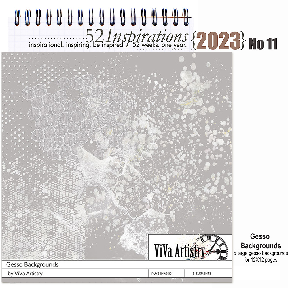 52 Inspirations 2023 no 11 Scrapbook Gesso by ViVa Artistry