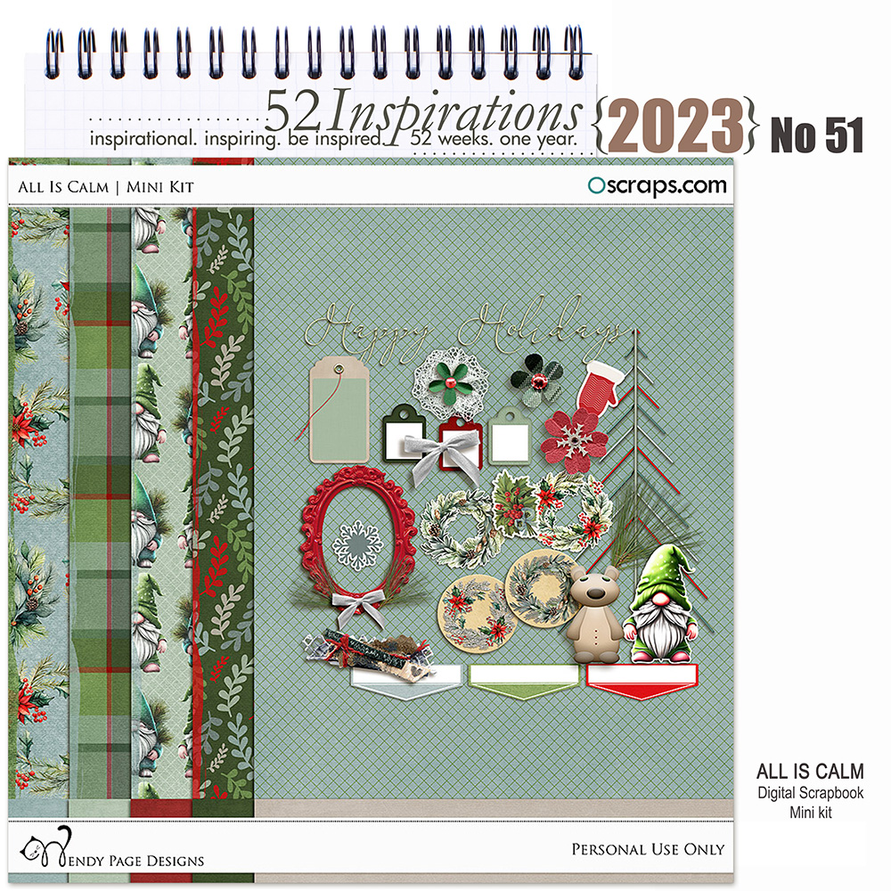 52 Inspirations 2023 no 51 All Is Calm Mini Kit by Wendy Page Designs 