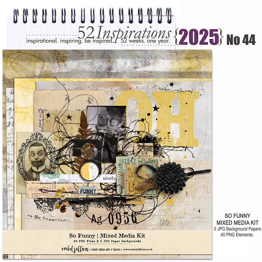 52 Inspirations 2025 no 44 So Funny | Mixed Media Kit by Rachel Jefferies