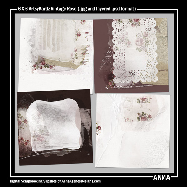 6 X 6 ArtsyKardz Vintage Rose