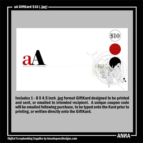 aA GiftKard $10 aA GiftKard $10