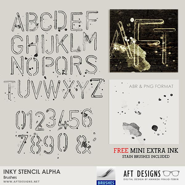 Brush Set: Inky Stencil - Alphabet