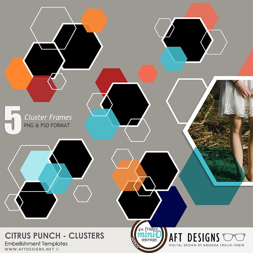 Citrus Punch Cluster Frame Embellishment Templates