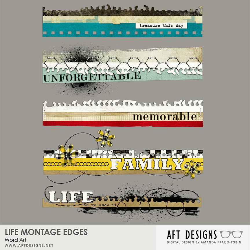 Life Montage Word Art Borders