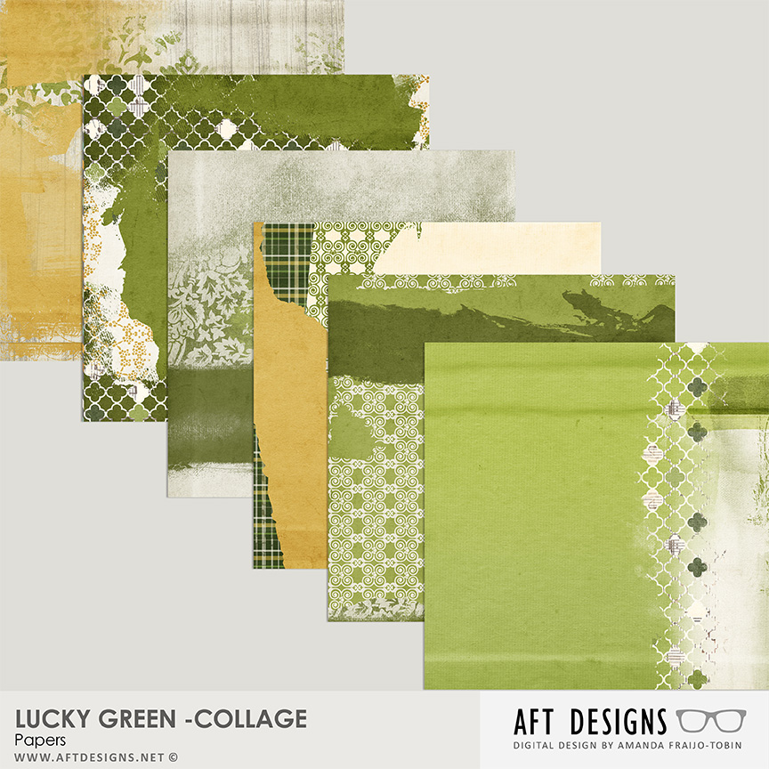 Lucky Green Collage Papers