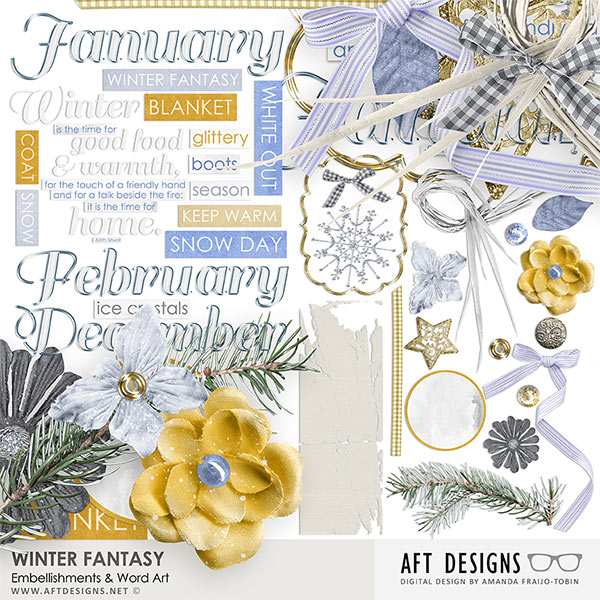 Winter Fantasy Embellishments & Word Art