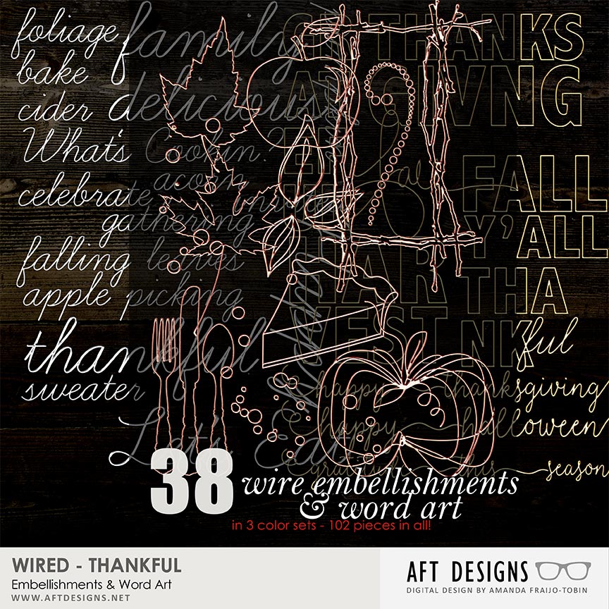 Wired - Thankful Word Art & Embellishments