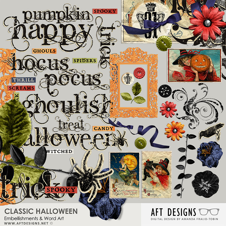 Classic Halloween Embellishments & Word Art