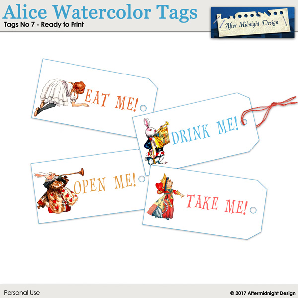 Alice Watercolor Tags No 7