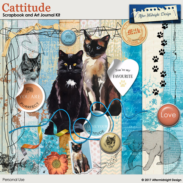 Cattitude Scrapbook and Art Journal Kit