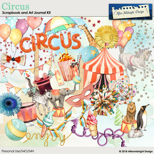 Circus Scrapbook and Art Journal Kit