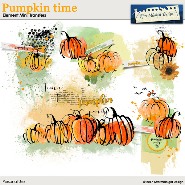 Pumpkin time Elements Mini Transfers