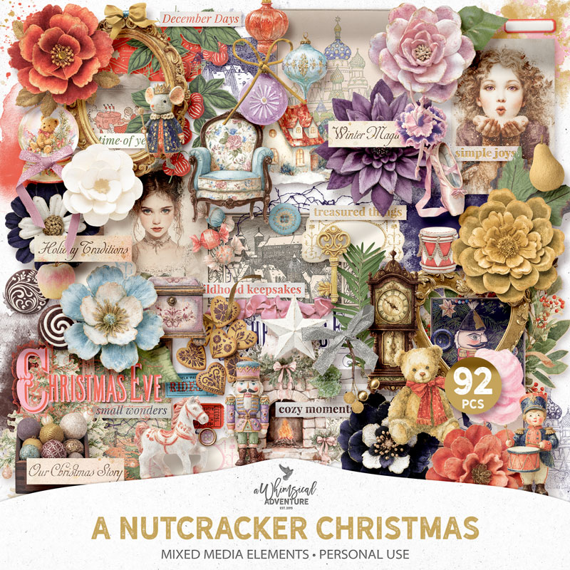 A Nutcracker Christmas Mixed Media Elements