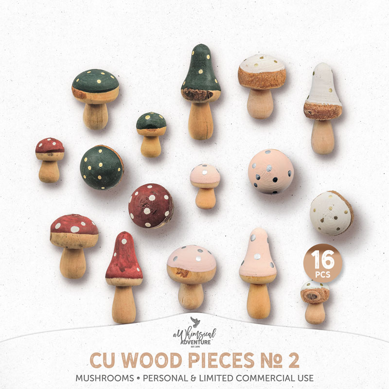 CU Wood Pieces No 2 Mushrooms
