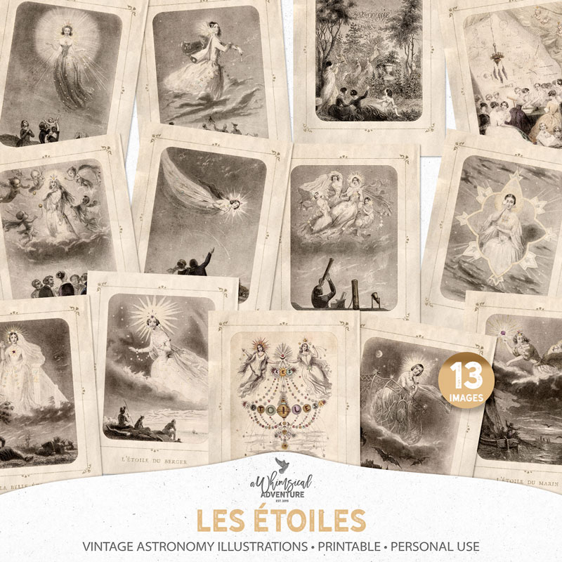 Les Etoiles Vintage Astronomy Illustrations