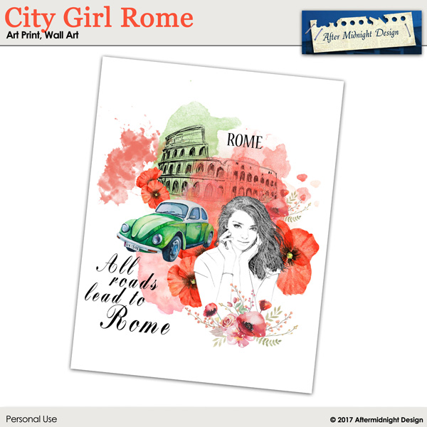 Art Print City Girl Rome