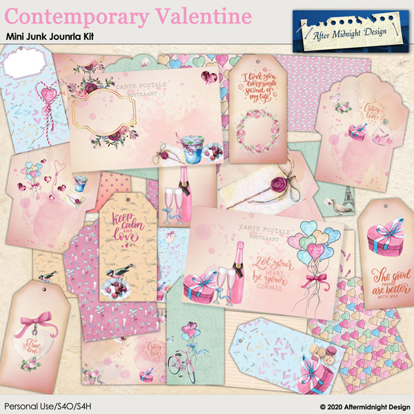 Contemporary Valentine Junk journal Kit