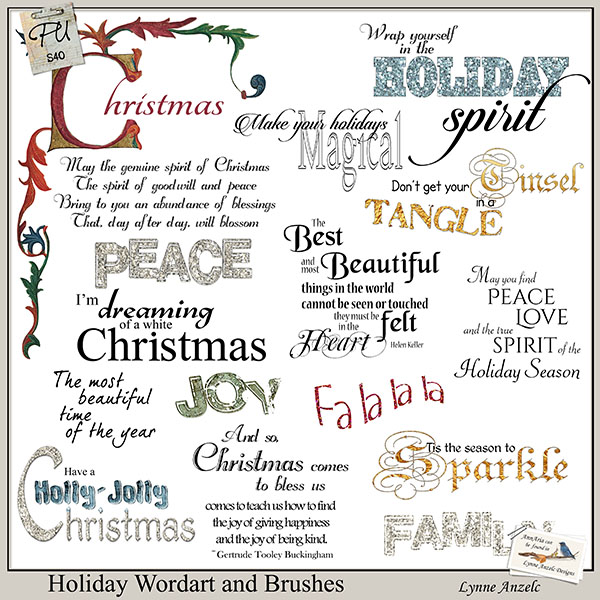 Holiday Wordart and Brushes