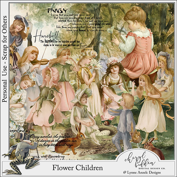 Flower Children Digital Art Kit