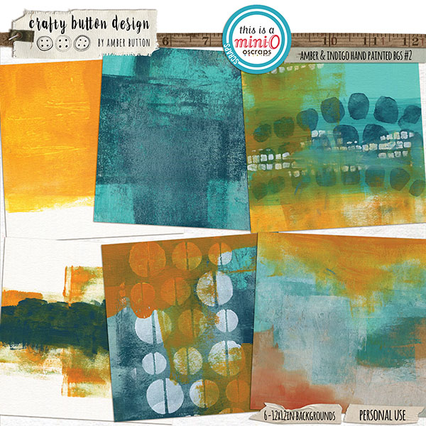 Amber and Indigo Hand Painted Backgrounds Vol2