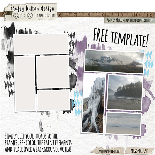 Ambers Mixed Media Photo Cluster Template FREEBIE