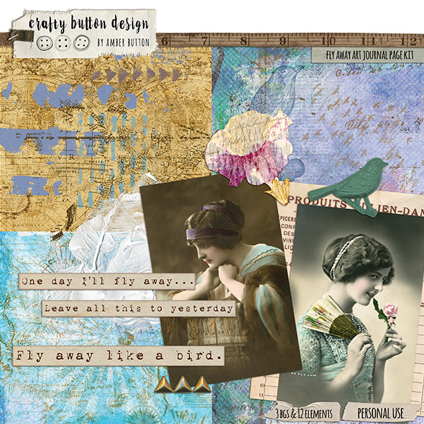Fly Away Art Journal Page kit