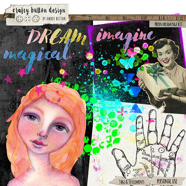 Neon Dream Art Journal Page Kit