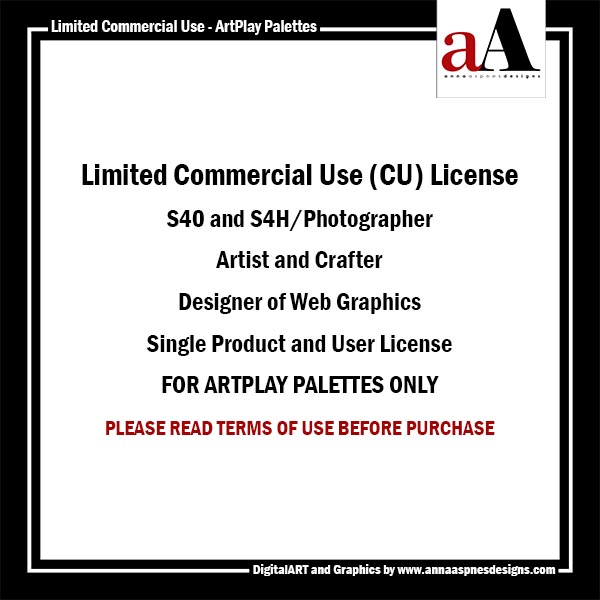 Limited Commercial Use License - ArtPlay Palettes Limited Commercial Use License - ArtPlay Palettes