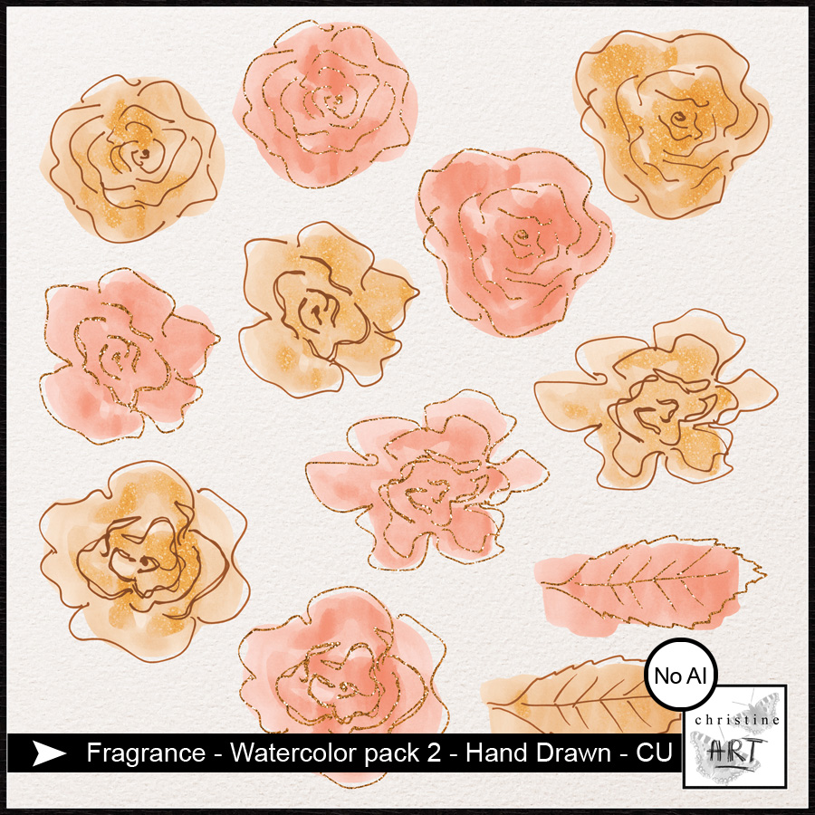 Fragrance CU Watercolor Pack2 hand drawn by Christine Art