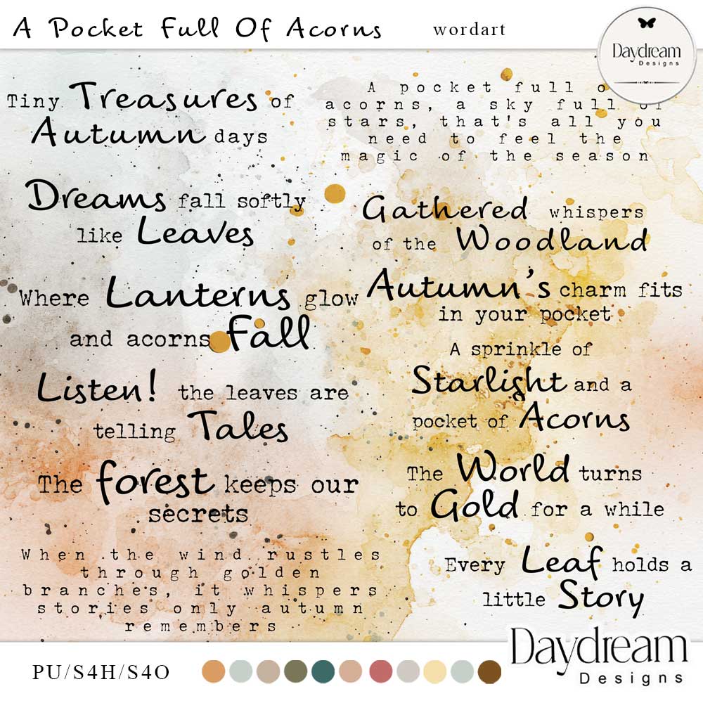 A Pocket Full Of Acorns WordArt by Daydream Designs  