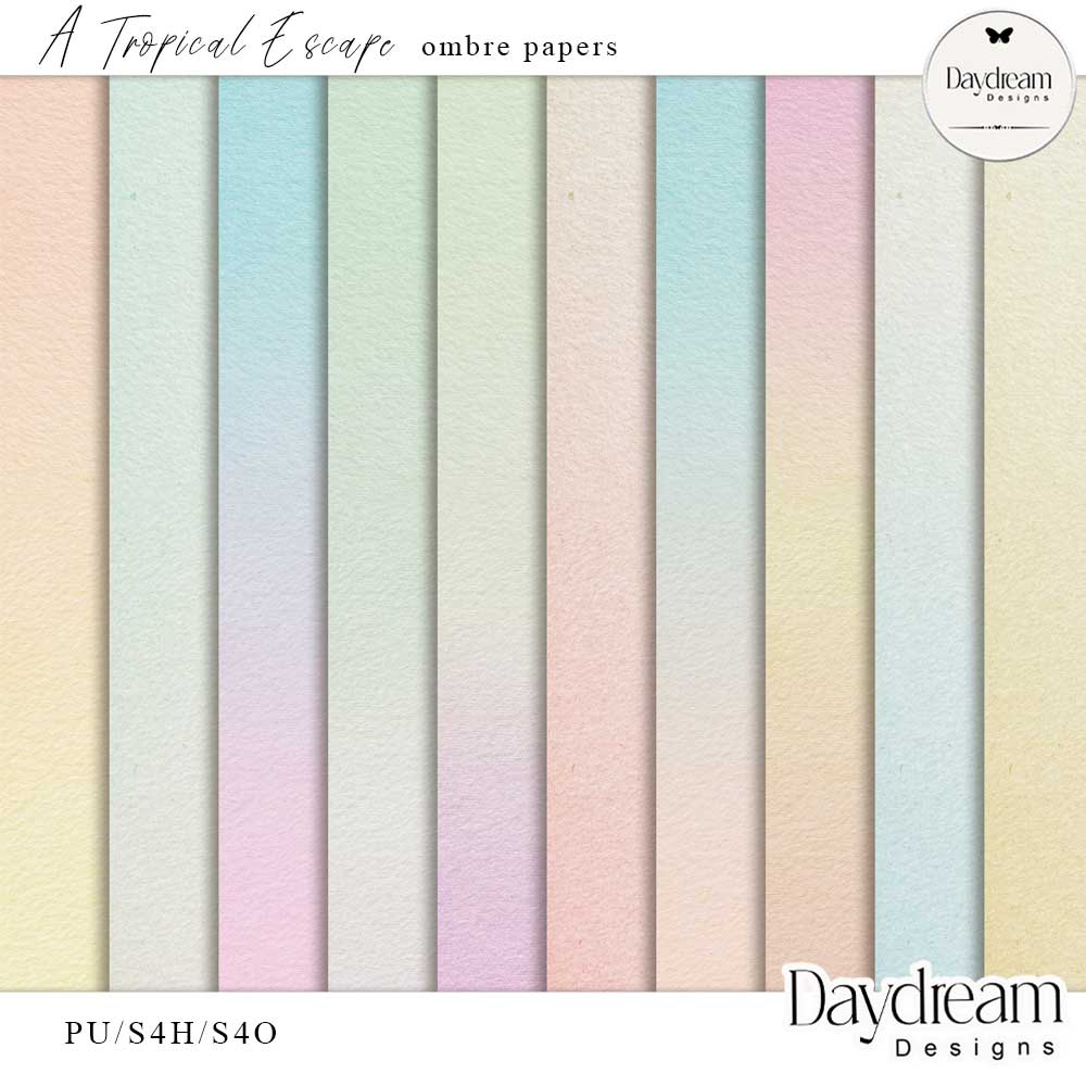 A Tropical Escape Ombre Papers by Daydream Designs