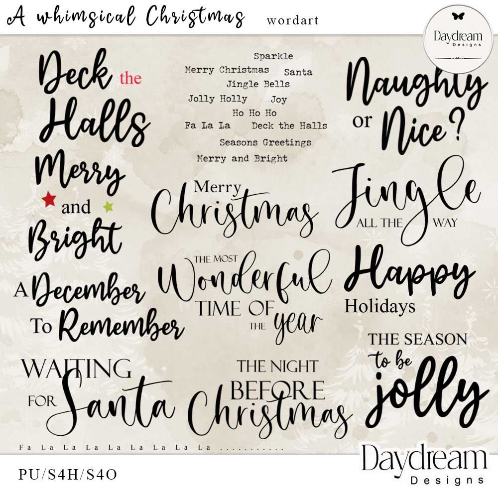 A Whimsical Christmas Wordart by Daydream Designs 