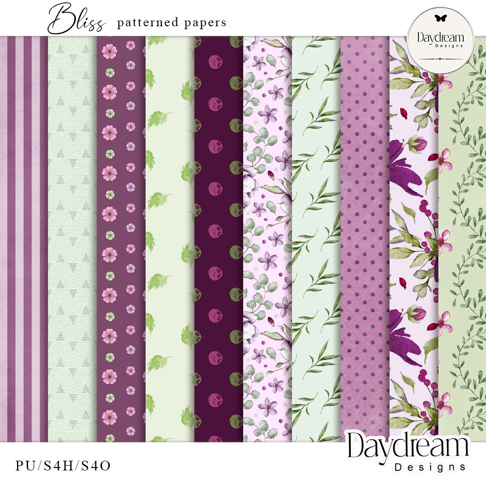 Bliss Patterned Papers by Daydream Designs