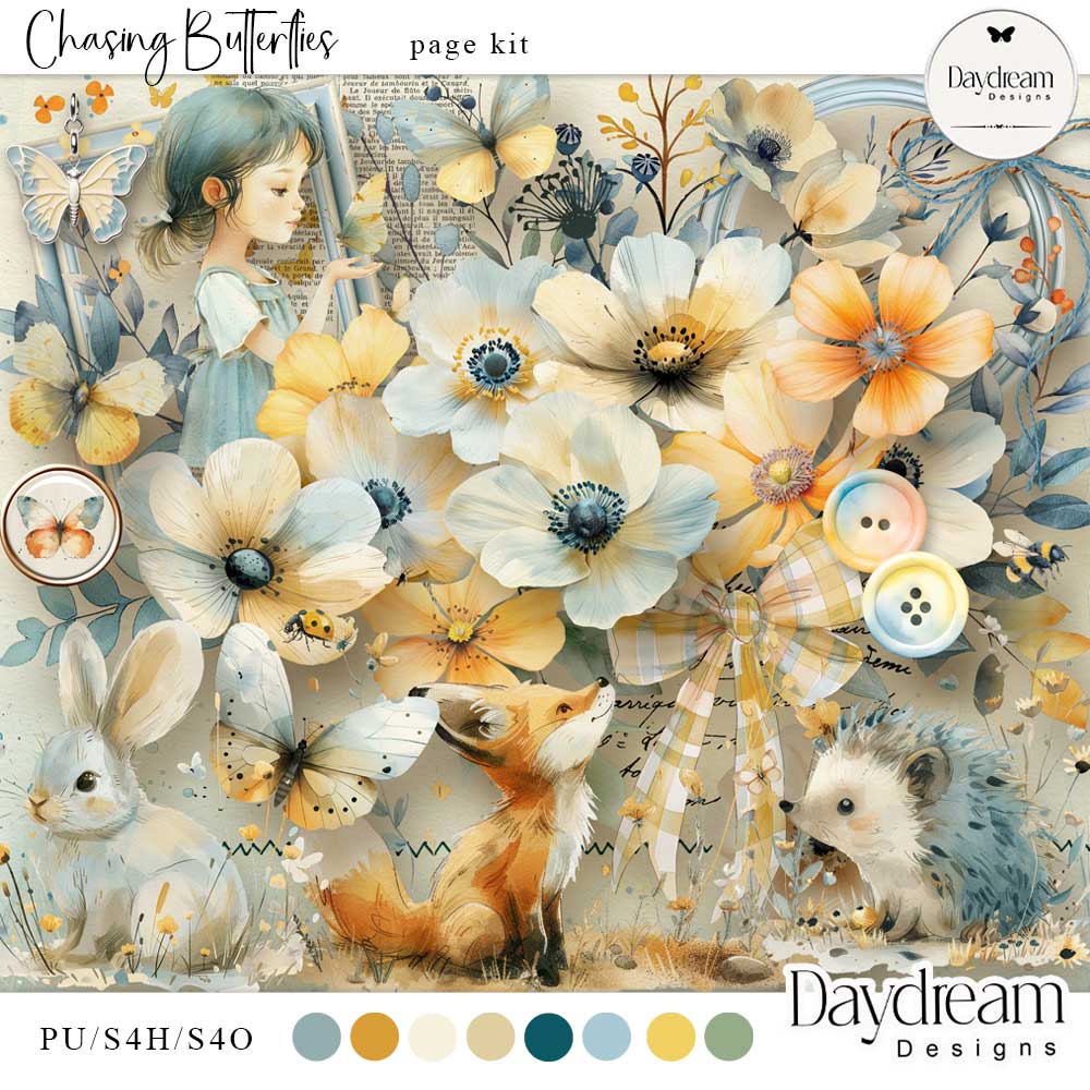 Chasing Butterflies Page Kit by Daydream Designs    