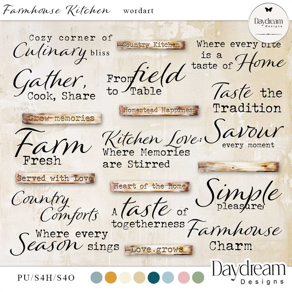 Farmhouse Kitchen WordArt by Daydream Designs  