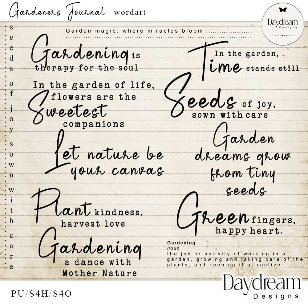 Gardeners Journal WordArt by Daydream Designs 