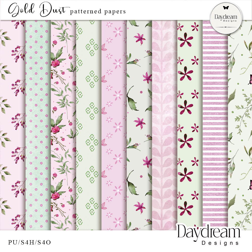 Gold Dust Patterned Papers by Daydream Designs  