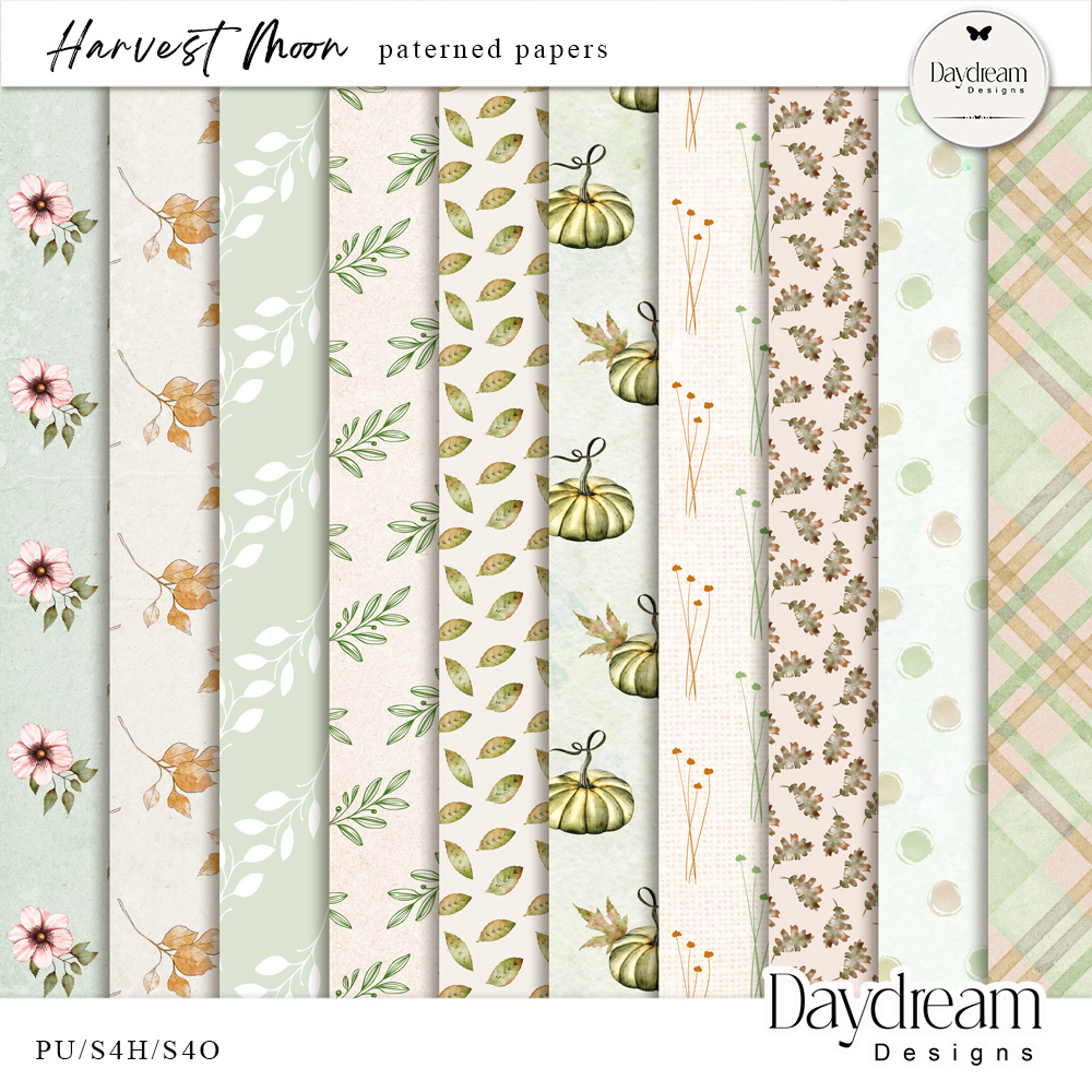 Harvest Moon Patterned Papers by Daydream Designs 