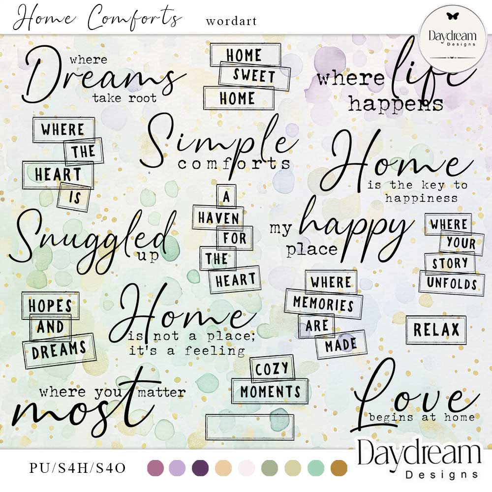 Home Comforts WordArt by Daydream Designs  