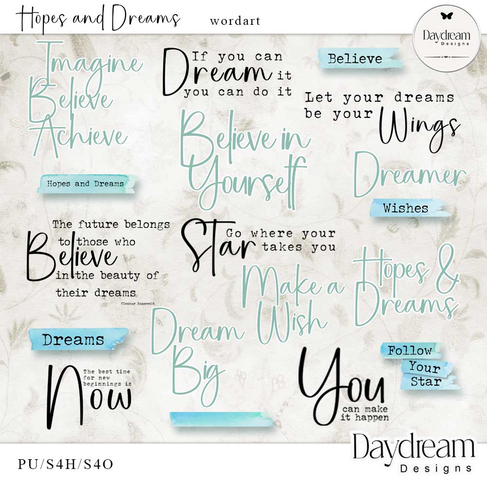 Hopes And Dreams WordArt by Daydream Designs  