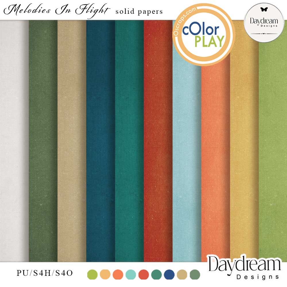 Melodies In Flight Solid Papers by Daydream Designs