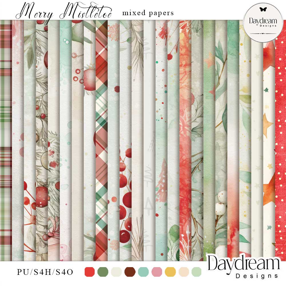 Merry Mistletoe Mixed Papers by Daydream Designs 