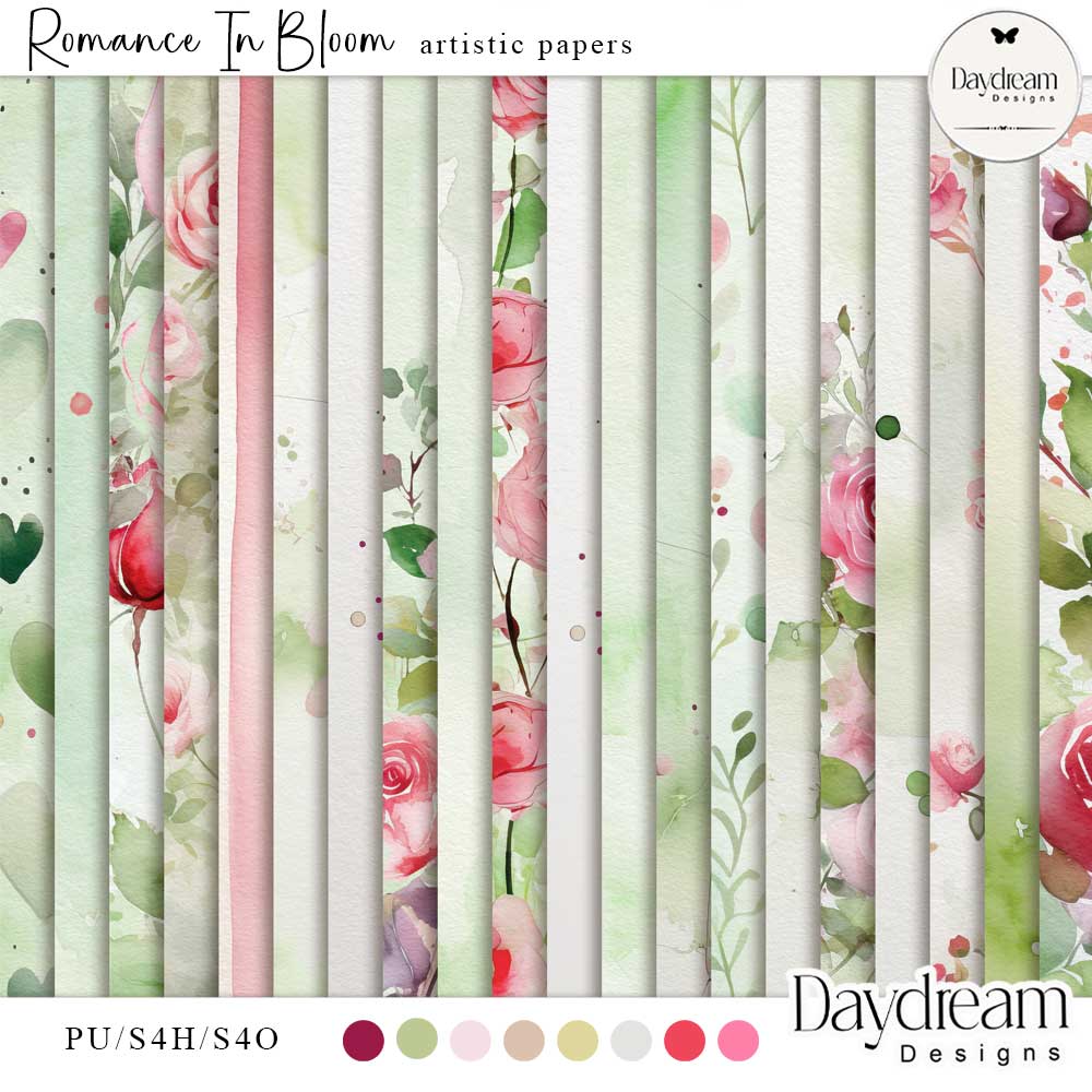 Romance In Bloom Artistic Papers by Daydream Designs 