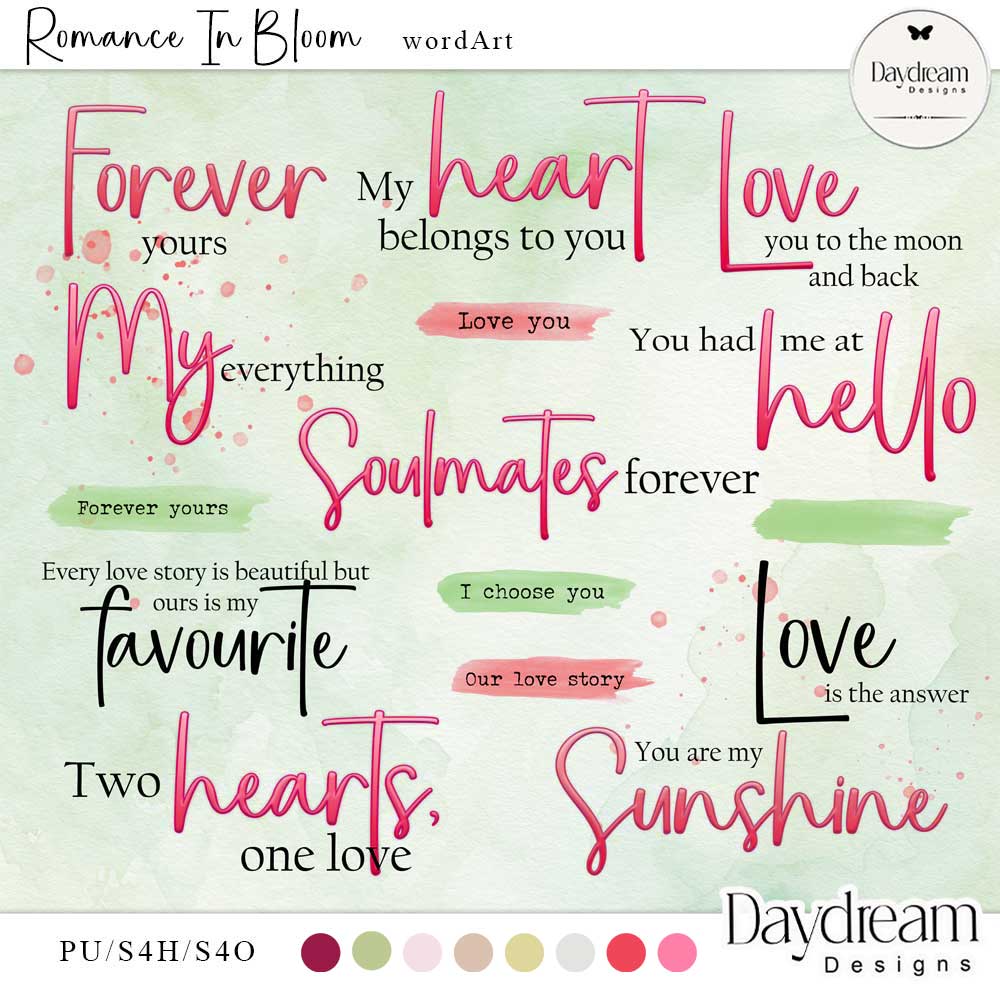 Romance In Bloom WordArt by Daydream Designs  