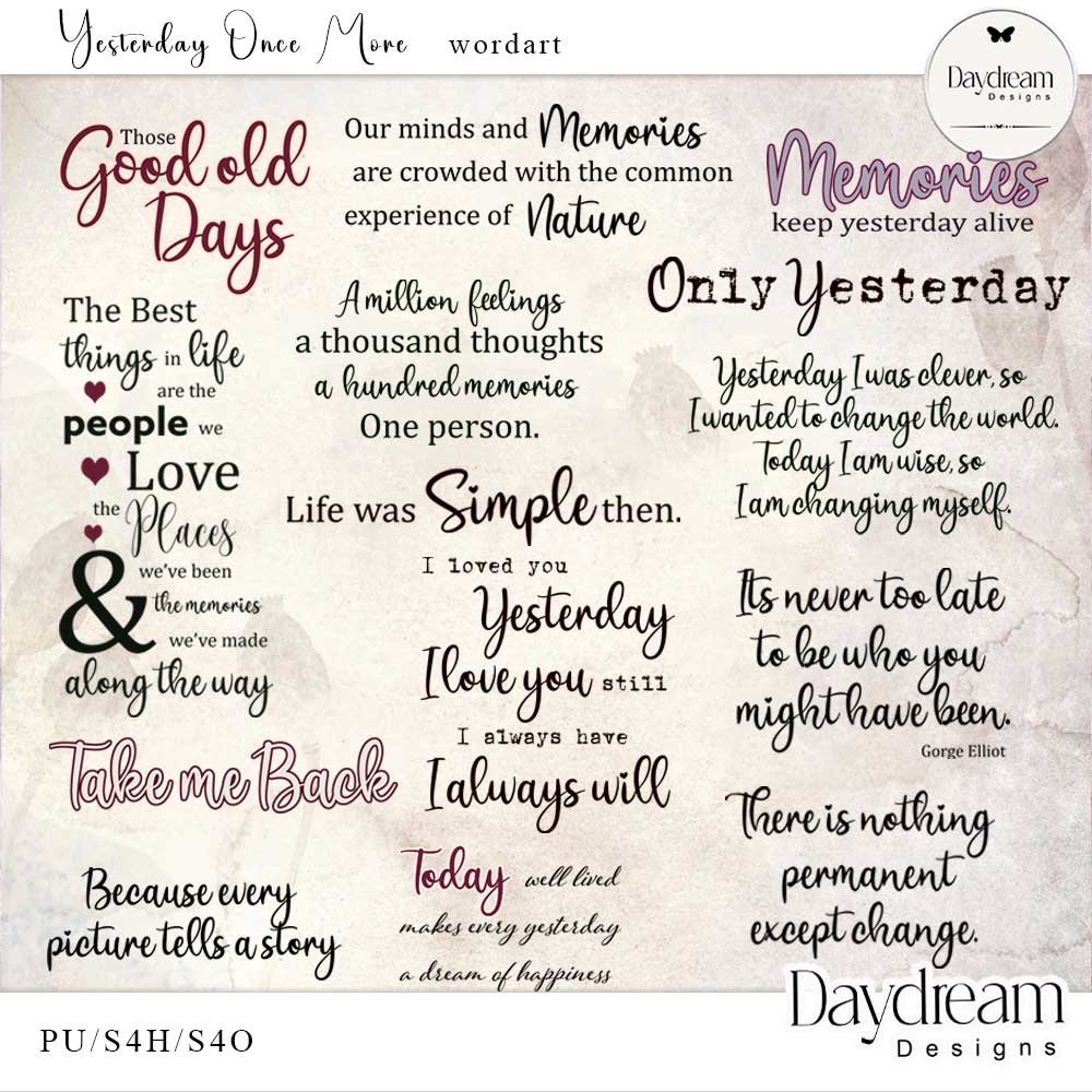 Yesterday Once More WordArt by Daydream Designs  