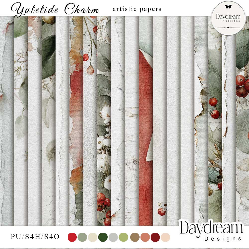 Yuletide Charm Artistic Papers by Daydream Designs 