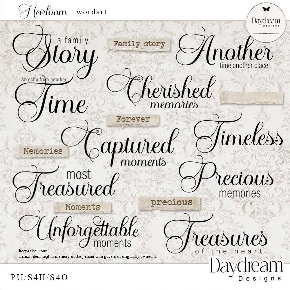 Heirloom Wordart by Daydream Designs  