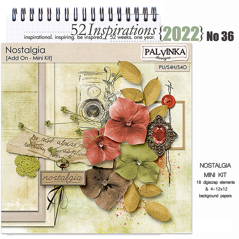 52 Inspirations 2022 no 36 Nostalgia Scrapbook Mini Kit