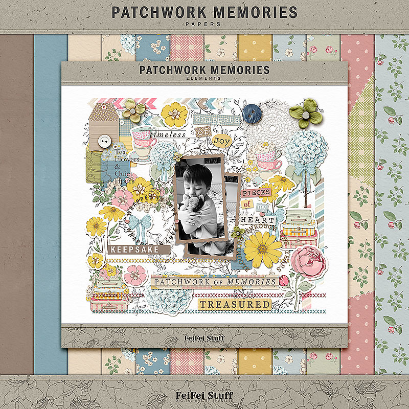 Patchwork Memories Digital Scrapbook Kit by FeiFei Stuff